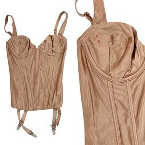 Victoria's Secret Beige Satin RARE 80's GOLD LABEL VINTAGE‎ Bridal CORSET 34B
